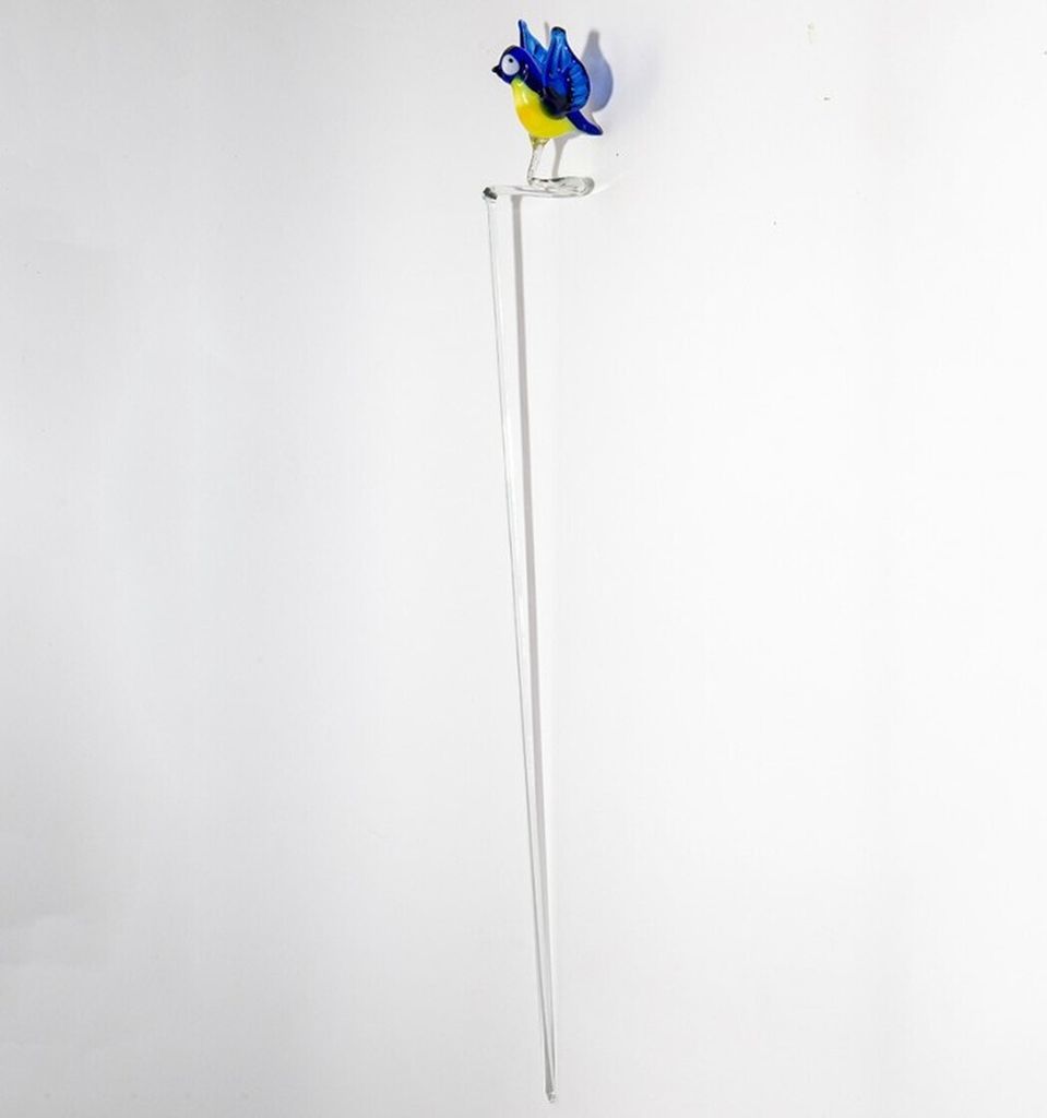 Orchideenstab Vogel Blumen 45cm, aus Kristallglas