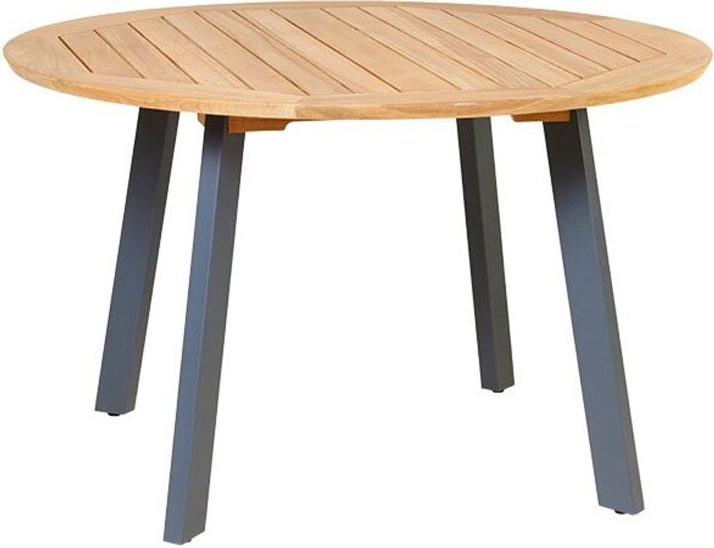 Diana Tisch Rund Durchmesser 125 cm aus Teakholz Natur Beine Alu Anthrazit