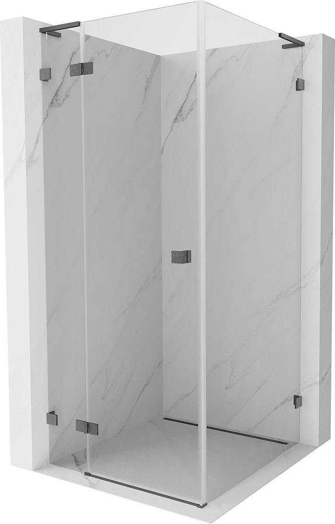 Mexen Lunar L Duschkabine Schwingtür links 80 x 80 cm, transparent, gebürstetes Gun Gray - 834L-080-080-66-00-L