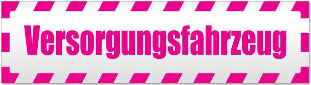 Kiwistar Versorgungsfahrzeug gestreift Magnetschild Schild magnetisch - 30cm Pink - Magnetfolie für Auto PKW Kfz