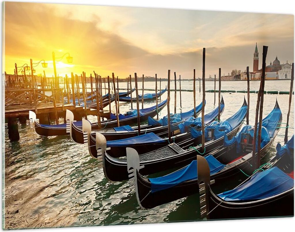 Bilder auf glas - Venedig Gondel - 120x80cm - Glasbilder - Wandbilder - Kunstdruck - zum Aufhängen bereit - Wanddekoration aus Glas - Glas Bilder ...