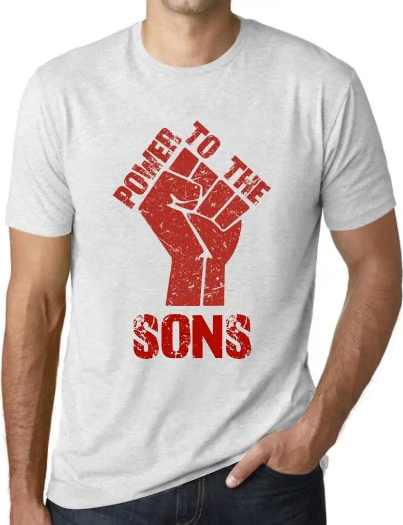 Herren Grafik T-Shirt Macht den Söhnen – Power To The Sons – Öko-Verantwortlich Vintage Jahrgang Kurzarm Lustige Druck Geburtstag Geschenk Mann