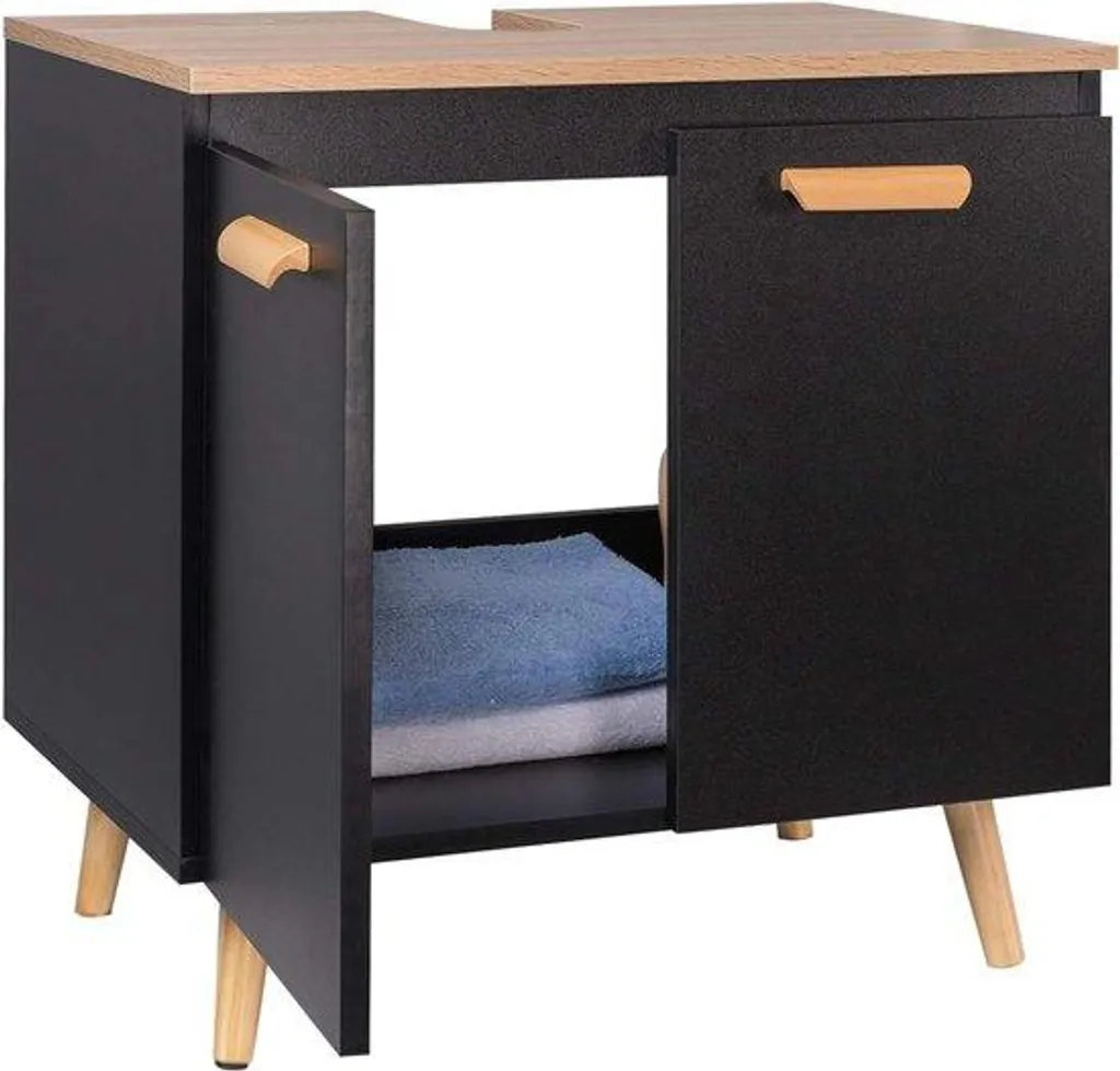 Meuble sous-vasque noir moderne pour rénovation de salle de bains luxe