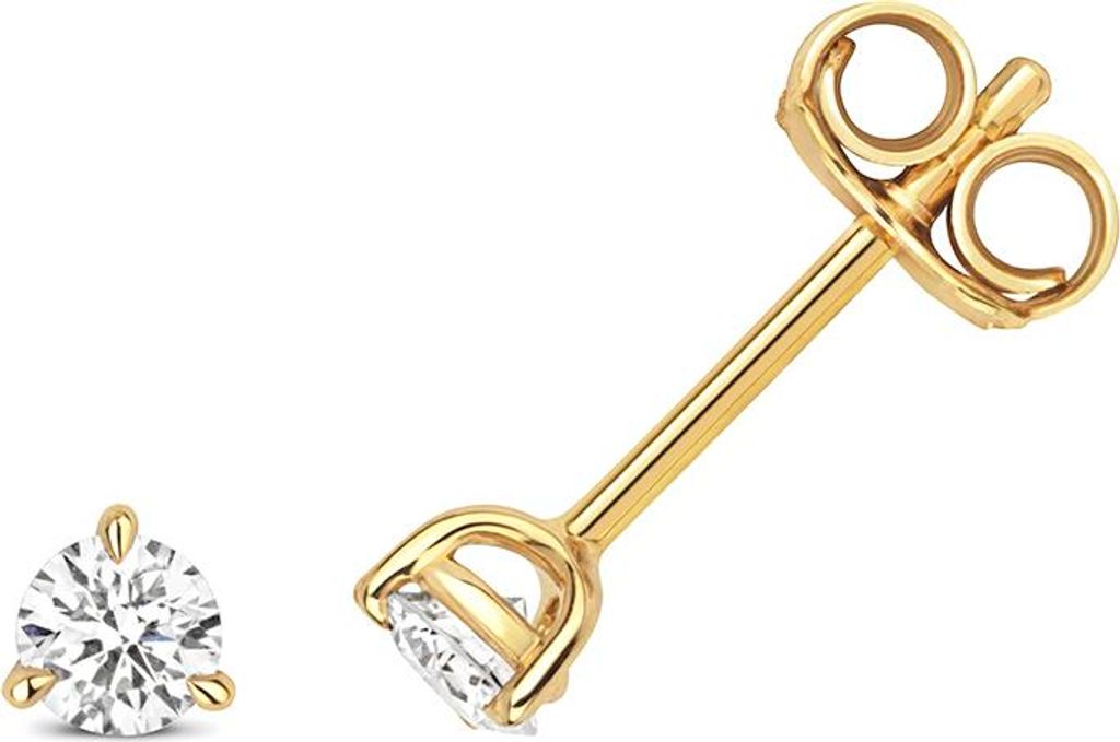 Funkelndes Feuer 18 Karat (750) Gold Damen - Diamant Paar Ohrstecker Brillant-Schliff 0.25 Karat H - SI2; TRS3464318KY