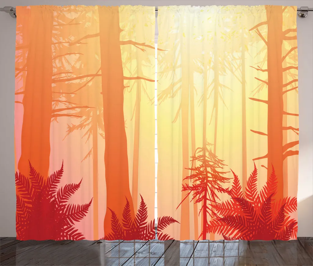 ABAKUHAUS Rideau Forêt Rustique Jungle Pêche Vermillon 280 x 225 cm