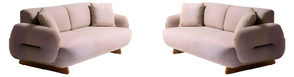 Beigefarbenes Sofa-Set 3-Sitzer-Sofa Weiche Stoffsofas Designermöbel