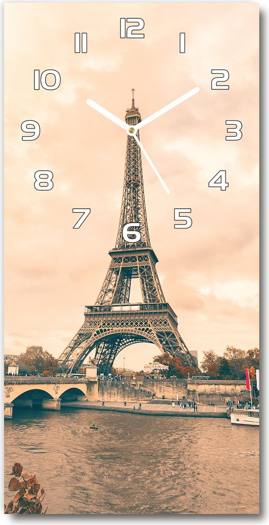 Wanduhr aus Glas – 30x60 cm - Glasbild - Glasuhr - Gehärtetes Glas -Eiffelturm Paris