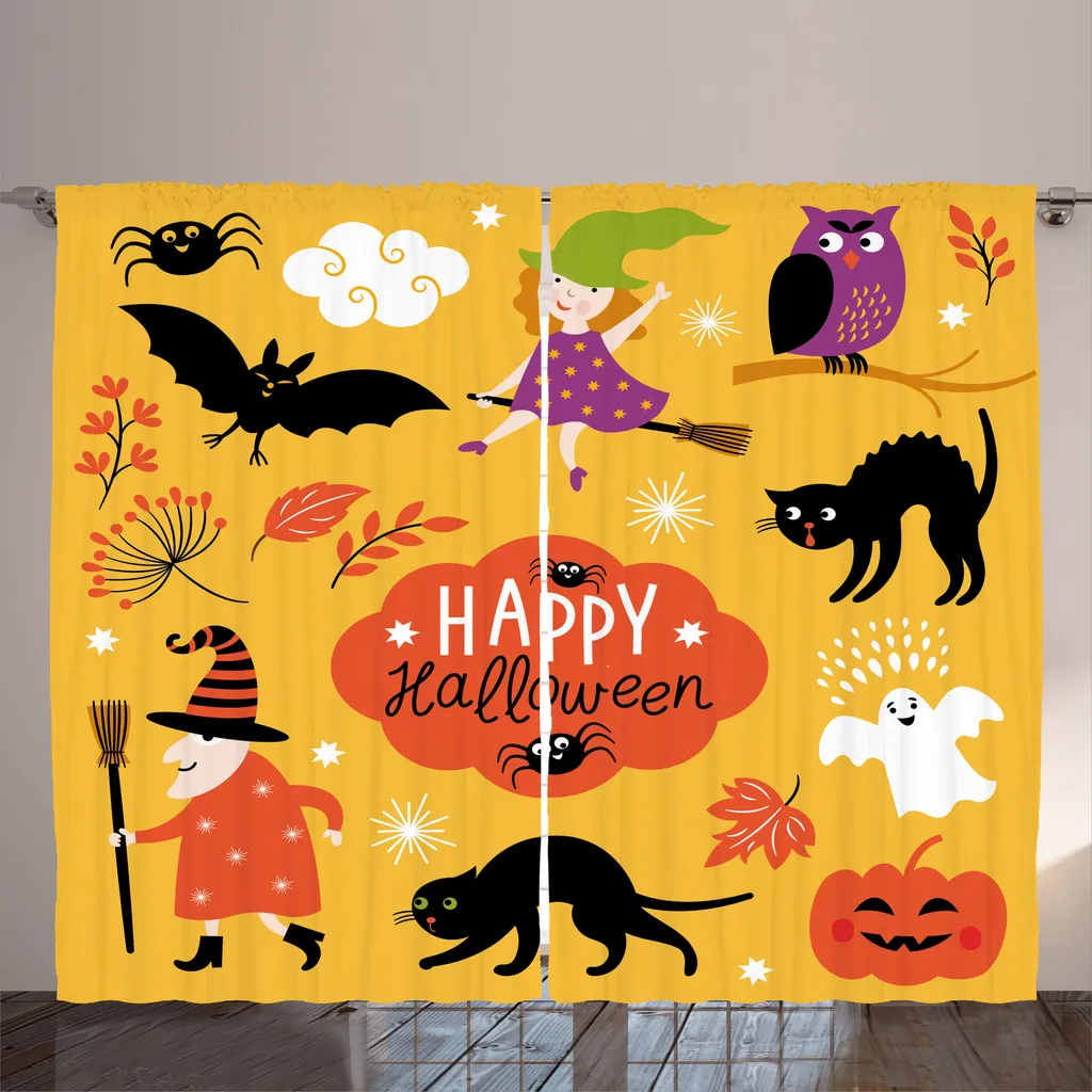 Rideau Halloween Facile à Installer avec Crochets pour Déco Rapide 280cm