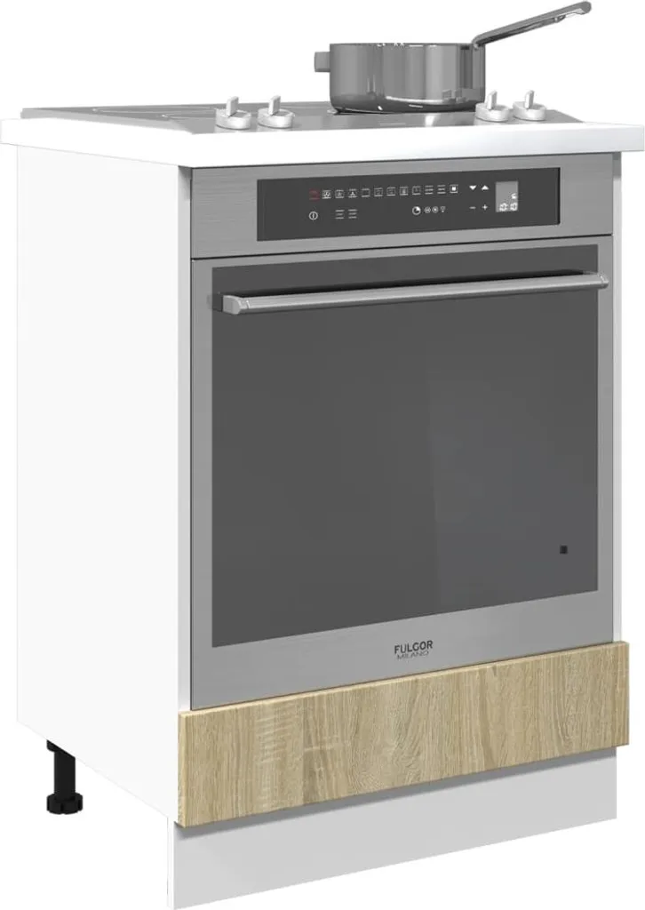 Meuble bas de cuisine pour cuisinière coloris chêne Sonoma 60 cm