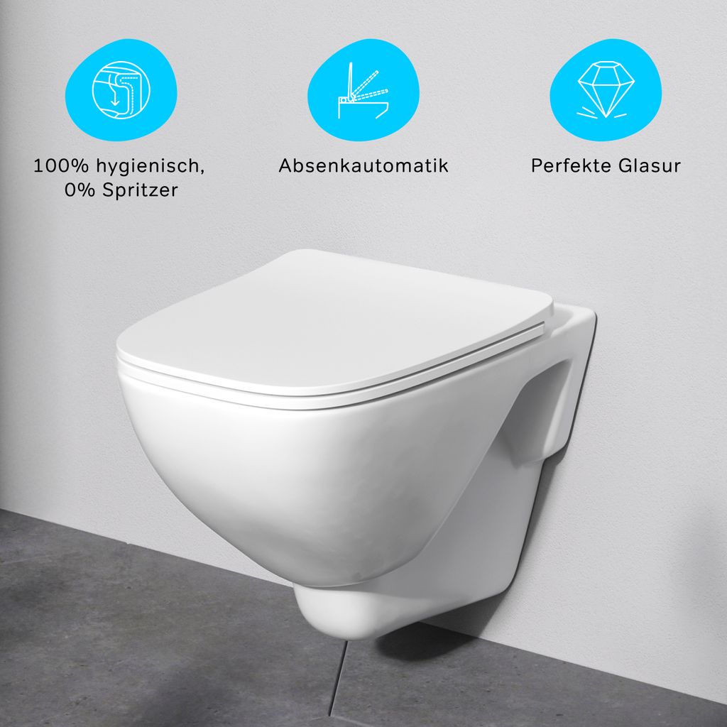 AM.PM Spülrandloses Hänge-WC, Weiss, mit Absenkautomatik Produktbild 