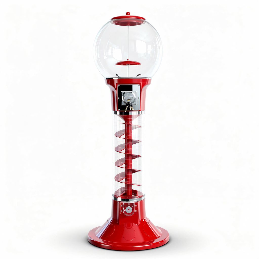 Spiralomat Kaugummiautomat rot 130 cm mit 1 oder 2 Euro Münzeinwurf