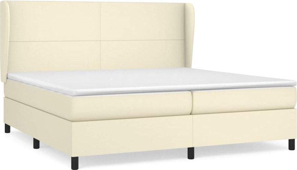 vidaXL Boxspringbett mit Matratze Creme 200x200 cm Kunstleder