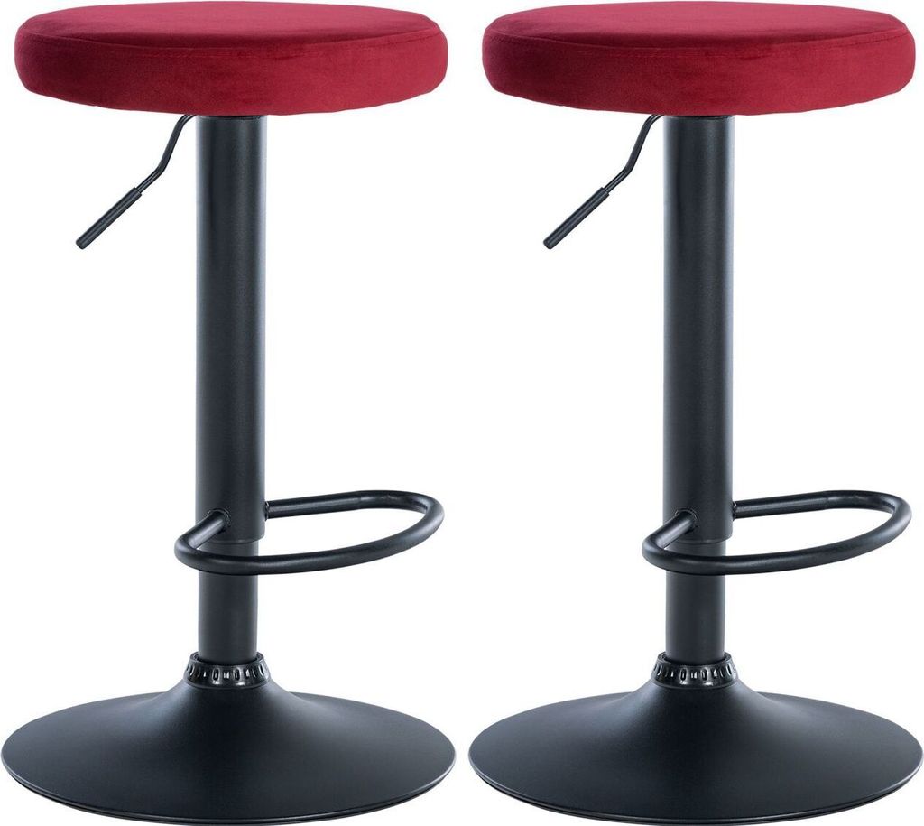 2er Set Barhocker Ponte Samt schwarz rot
