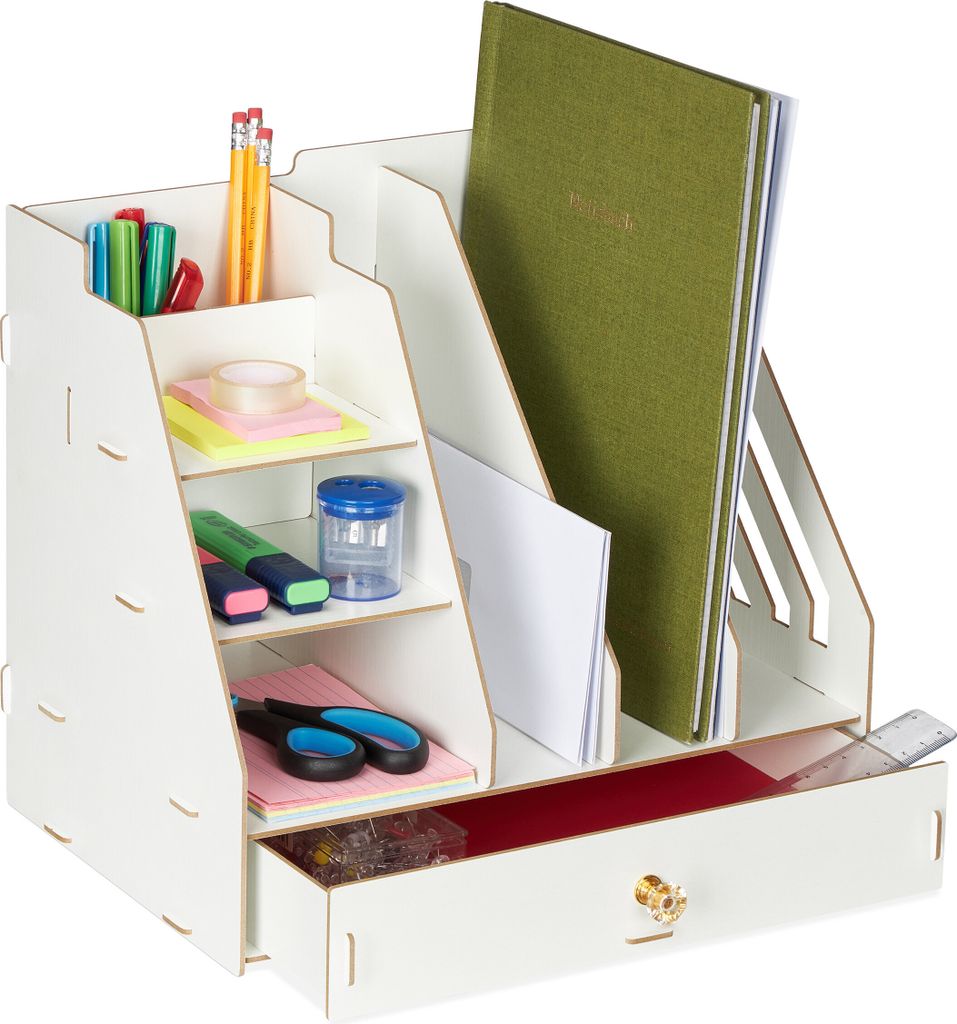 relaxdays Schreibtisch-Organizer mit Stehsammler