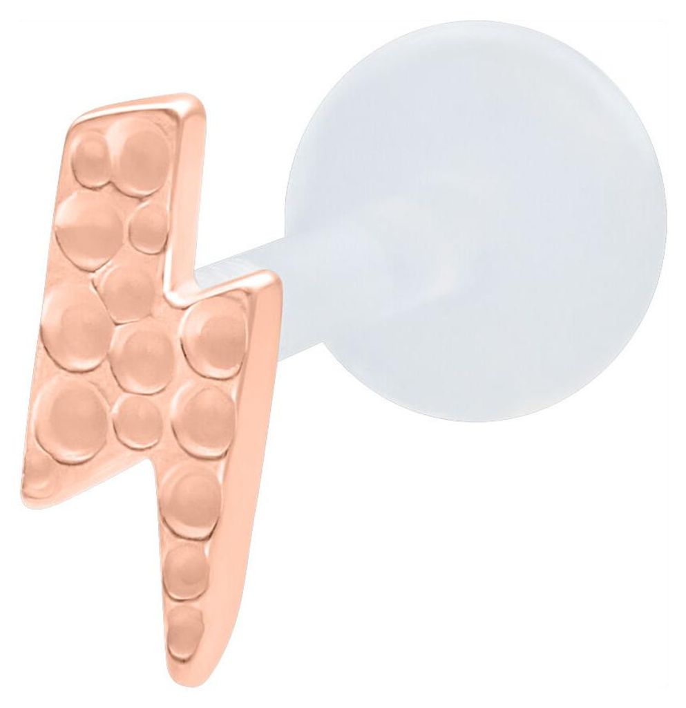 Wildcat Labret - Flash Hammered Push Fit Labret aus Silber, Körperstelle: Ohr, Länge: 11,0mm, Roségold