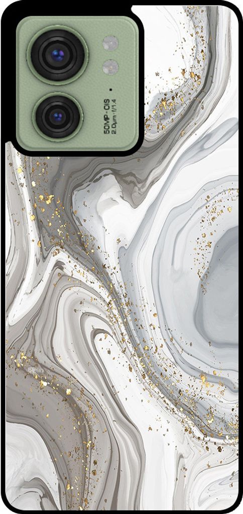 Smartphonica Phone Case Fit für Motorola Edge 40 mit Marmor-Druck - TPU zurück Abdeckung Fall Marmor-Design - Silber