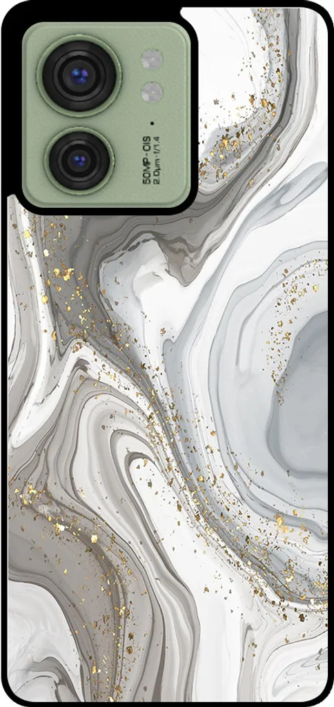 Smartphonica Custodia per Motorola Edge 40 con stampa in marmo - Custodia in TPU con design in marmo - Argento