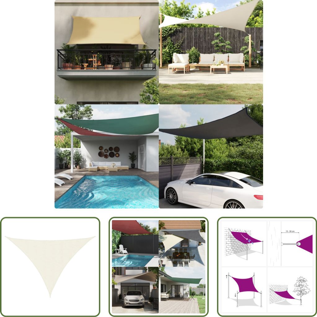 The Living Store Sonnensegel Creme 7x5x5 m 100% Polyester Oxford