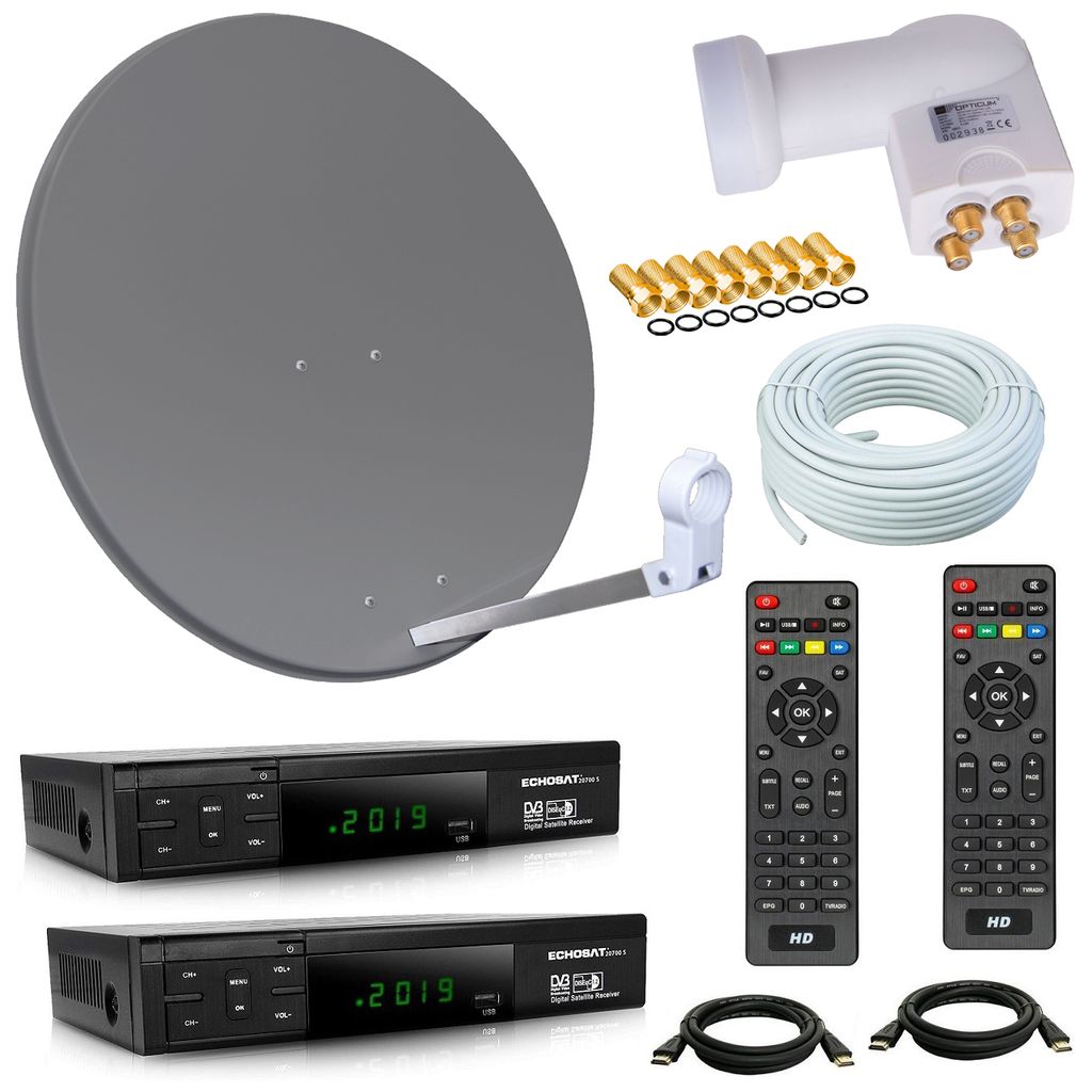 FULL HDTV HD Digitale SAT Anlage 60cm Satelliten Spiegel QUAD LNB 0,1 dB Opticum 