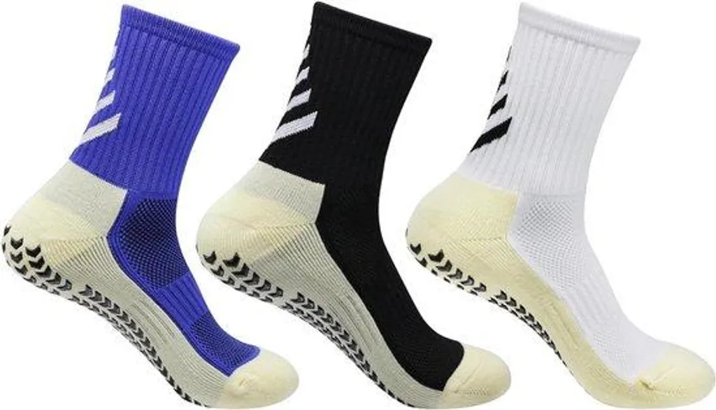 Lot de 3 paires de chaussettes de foot antidérapantes sport - Taille Unique