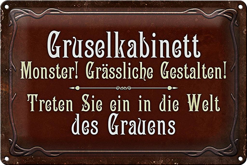 Blechschild Spruch 40x30cm Gruselkabinett treten Sie ein