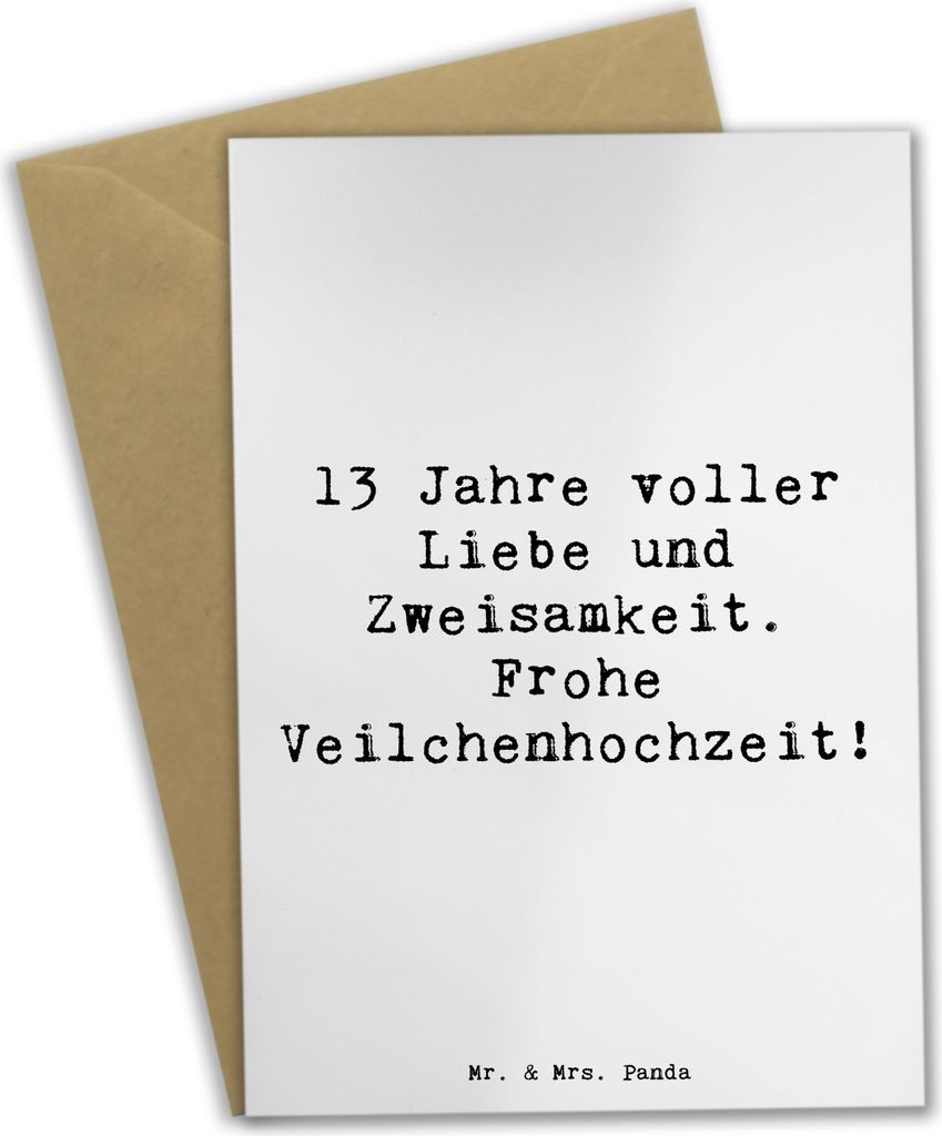 Mr. & Mrs. Panda Grußkarte Spruch 13. Hochzeitstag Veilchenhochzeit - Weiß - Geschenk, hochzeitskarten, Treue, glückwunschkarten, Liebe, osterka...