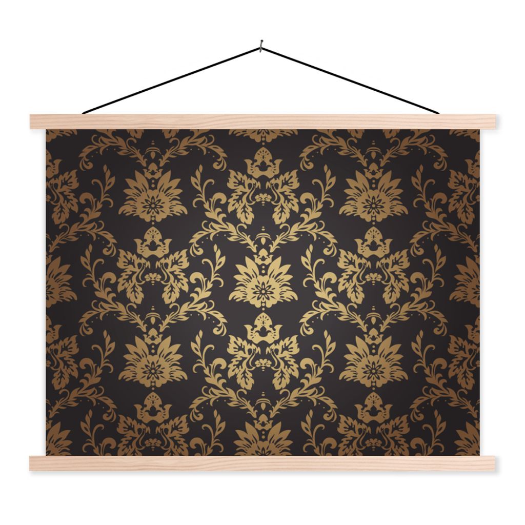 MuchoWow Textilposter Blumen - Licht - Vintage 120x90 cm mit holzfarbenen Rahmen - Magnetisch
