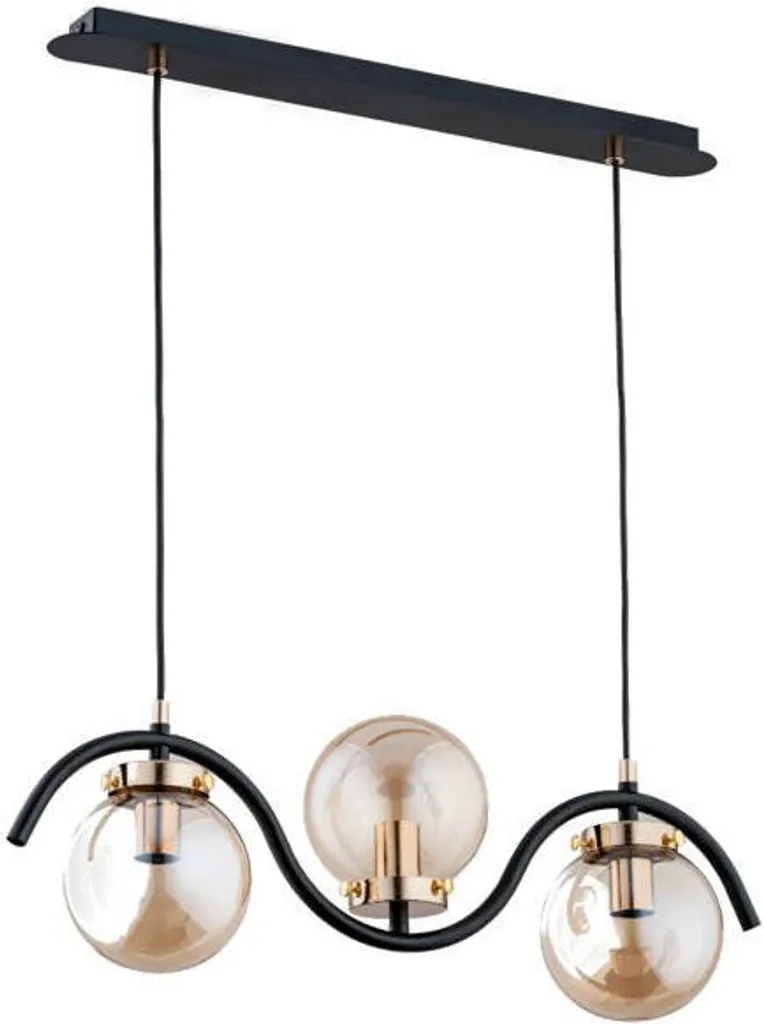 Lustre Suspension Barre en Métal Noir 3 Lumières KORDA pour l'Intérieur