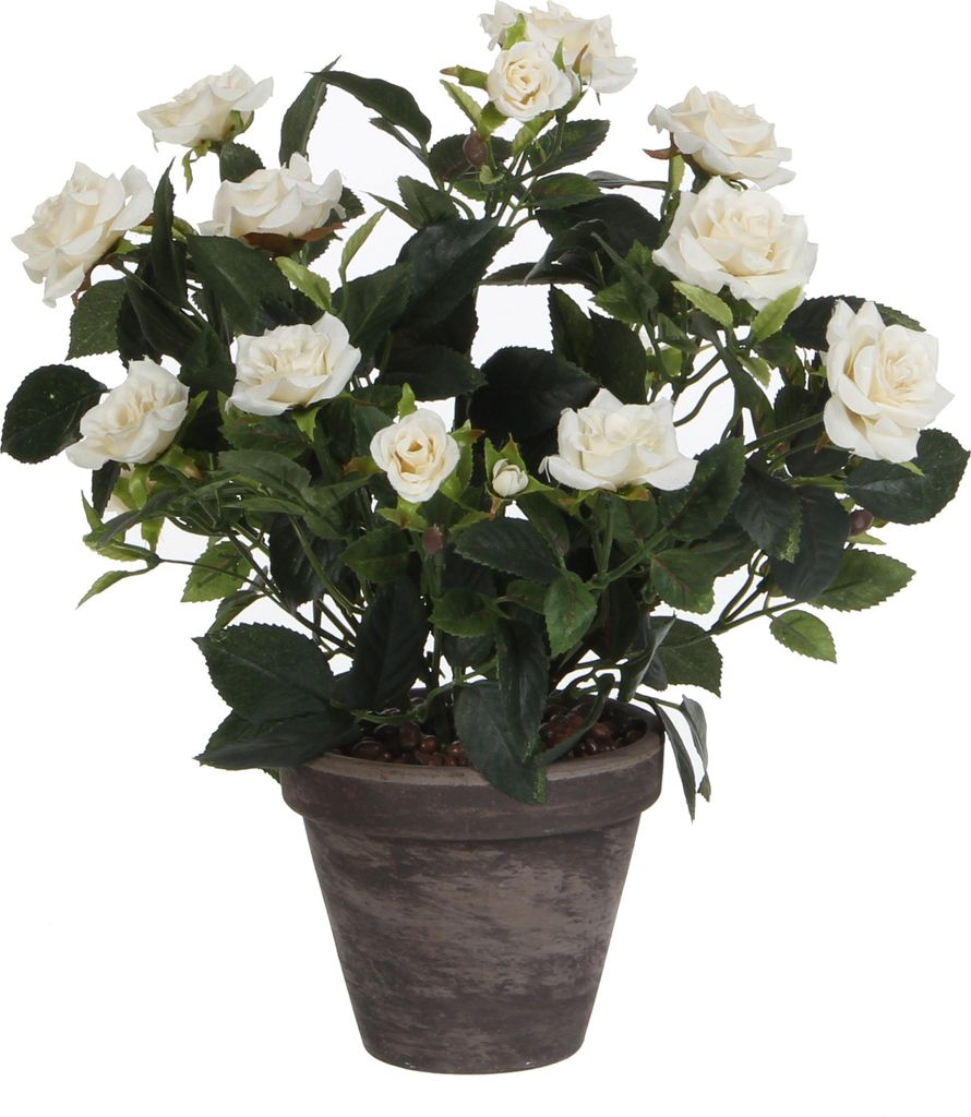 Rosier Artificiel Blanc Réalisme Sans Entretien, Pot Inclus Image du produit 