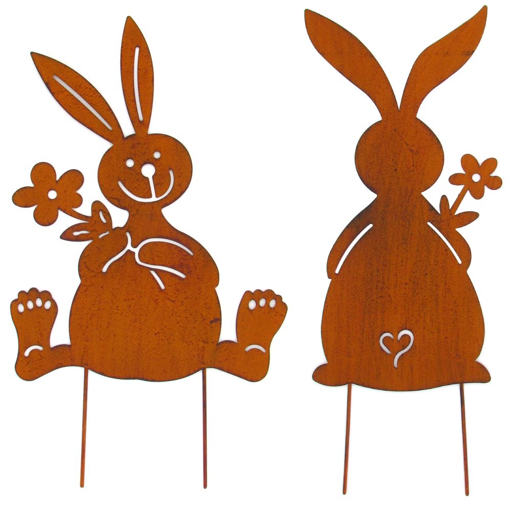 2er Set XL Outdoor Osterdeko Osterhasen 26cm x 50cm Produktbild 