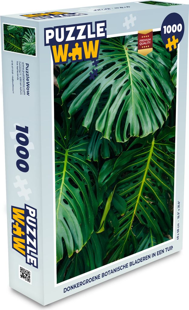MuchoWow Puzzle 1000 Teile Dunkelgrüne botanische Blätter in einem Garten - Spielzeug - Alt und Jung - Spiele - Puzzeln