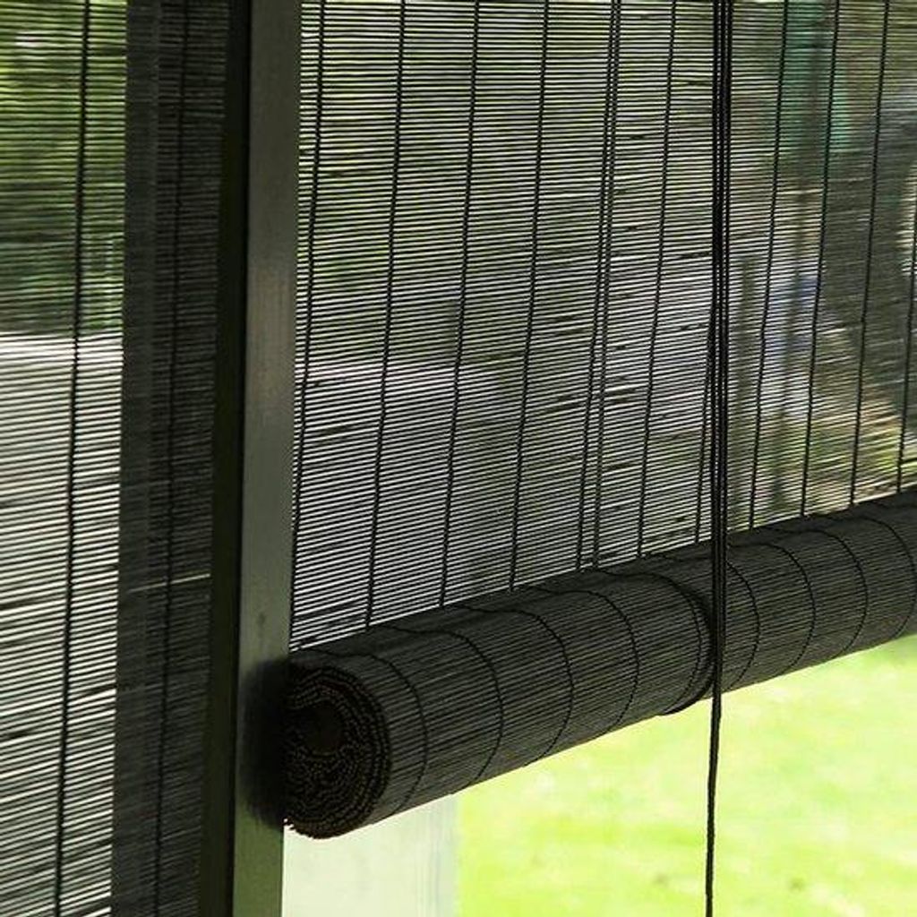 Bamboe Rolgordijn aus Naturfaser - 111 x 210 cm - Schwarzes Modell