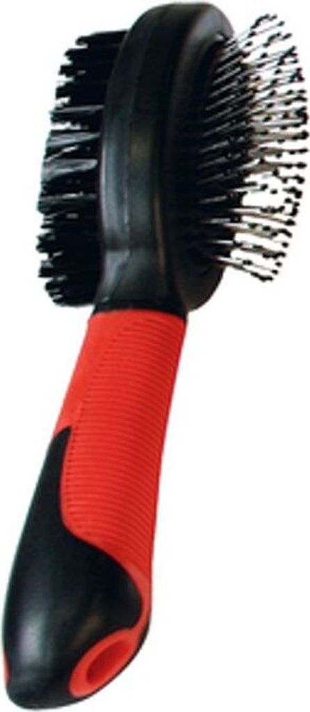 Karlie Professional Borsten- und Stiftbürste - Hundebürsten - 2 in 1 - Gummi - Rot/Schwarz - 22,5x6,5x6,5 cm