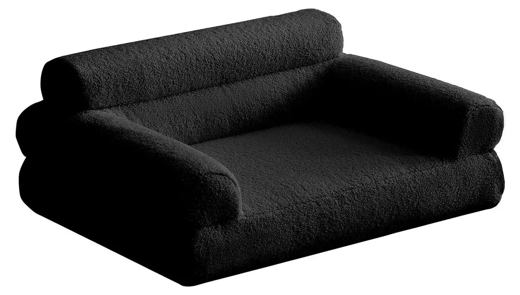 Lit pour chien et chat Titou en tissu bouclette noir doux 50x80 Menzzo