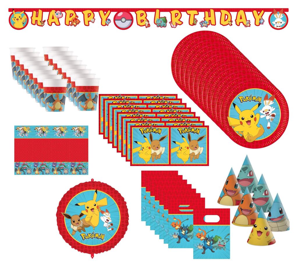 69-tlg. Pokemon Party Set für Kindergeburtstag Produktbild 