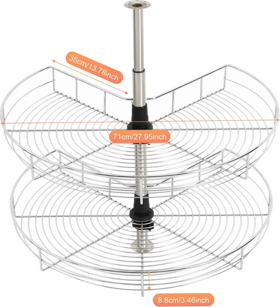 Solution gain de place armoire d'angle pivotante 270° réglable argentée - 2