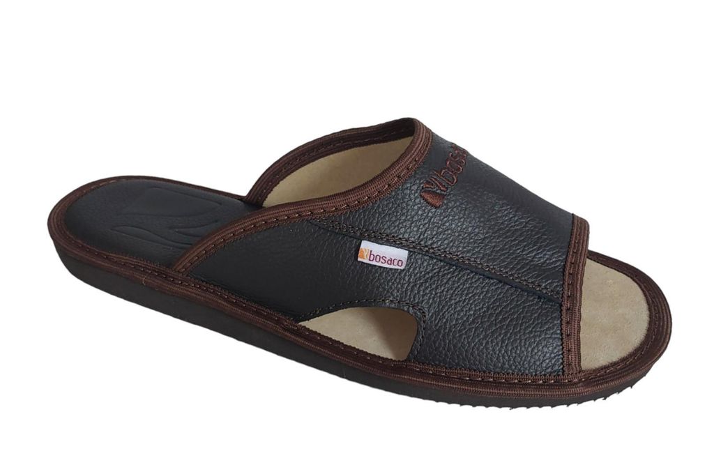 Pánske kožené papuče Otvorená letná obuv Brown BOSACO 41 Obrázok produktu 