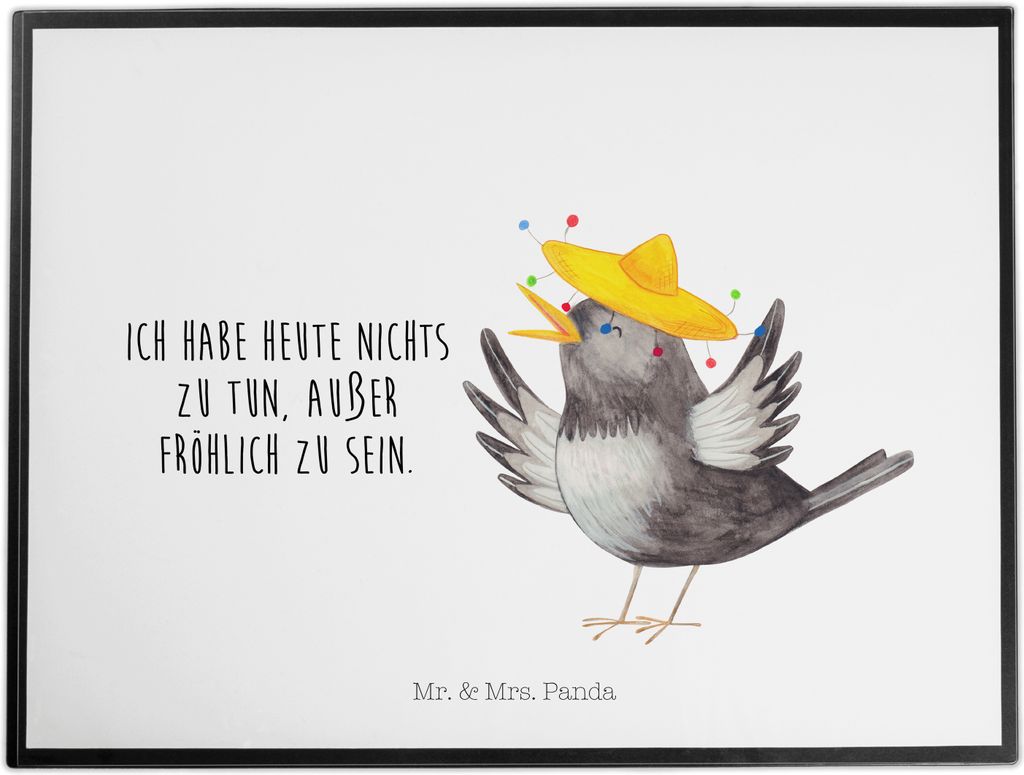 Mr. & Mrs. Panda Schreibtischauflage Rabe Sombrero - Weiß - Geschenk, Vögel, Vogel, Motivation, schreibtischunterlage, Spruch Positiv, Elster, Sc...