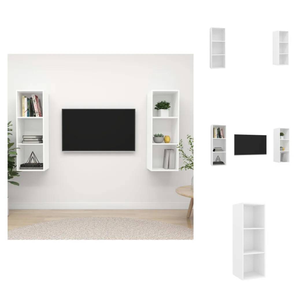 vidaXL Mobili da parete per TV 2 pz. Materiale bianco a base di legno - Mobili TV