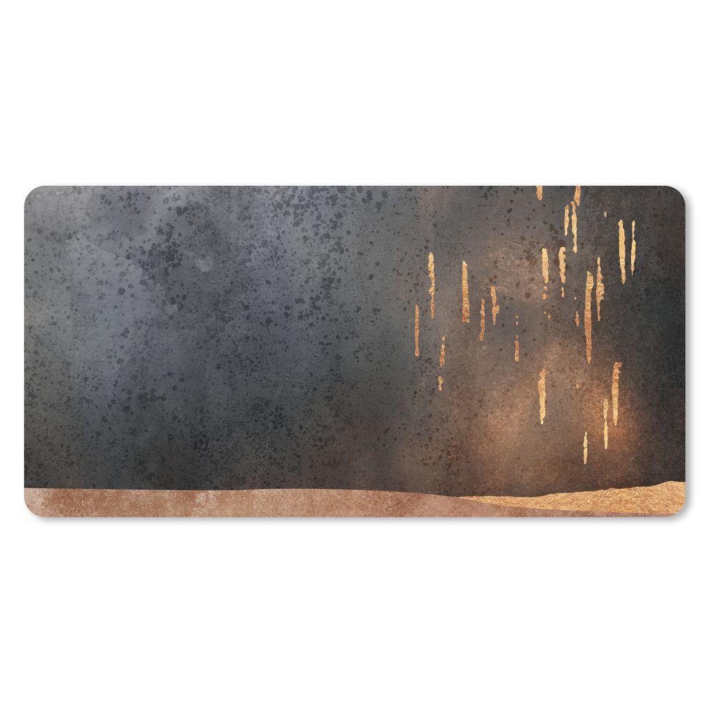 MuchoWow Schreibtischunterlage Abstrakt - Gold - Design 80x40 cm - XXL Mauspad - Gaming Mauspad