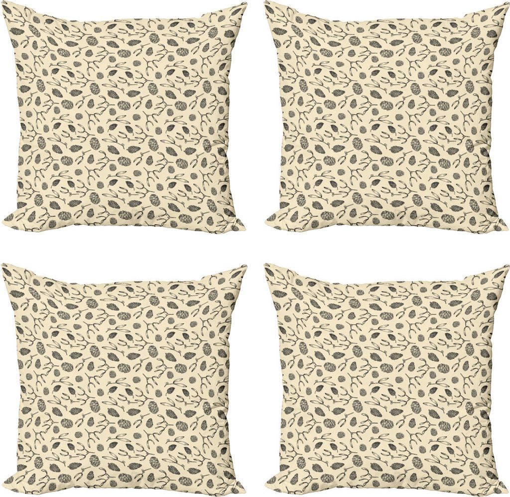 ABAKUHAUS Pine Cone Kissenbezug Set (4 Stück), Mistletoe Beeren-Niederlassung, Moderner Doppelseitiger Digitaldruck, 50 cm x 50 cm, Creme Taupe