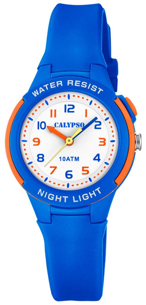 Calypso Kinderuhr analog Quarz mit Licht Silikonband blau Produktbild 