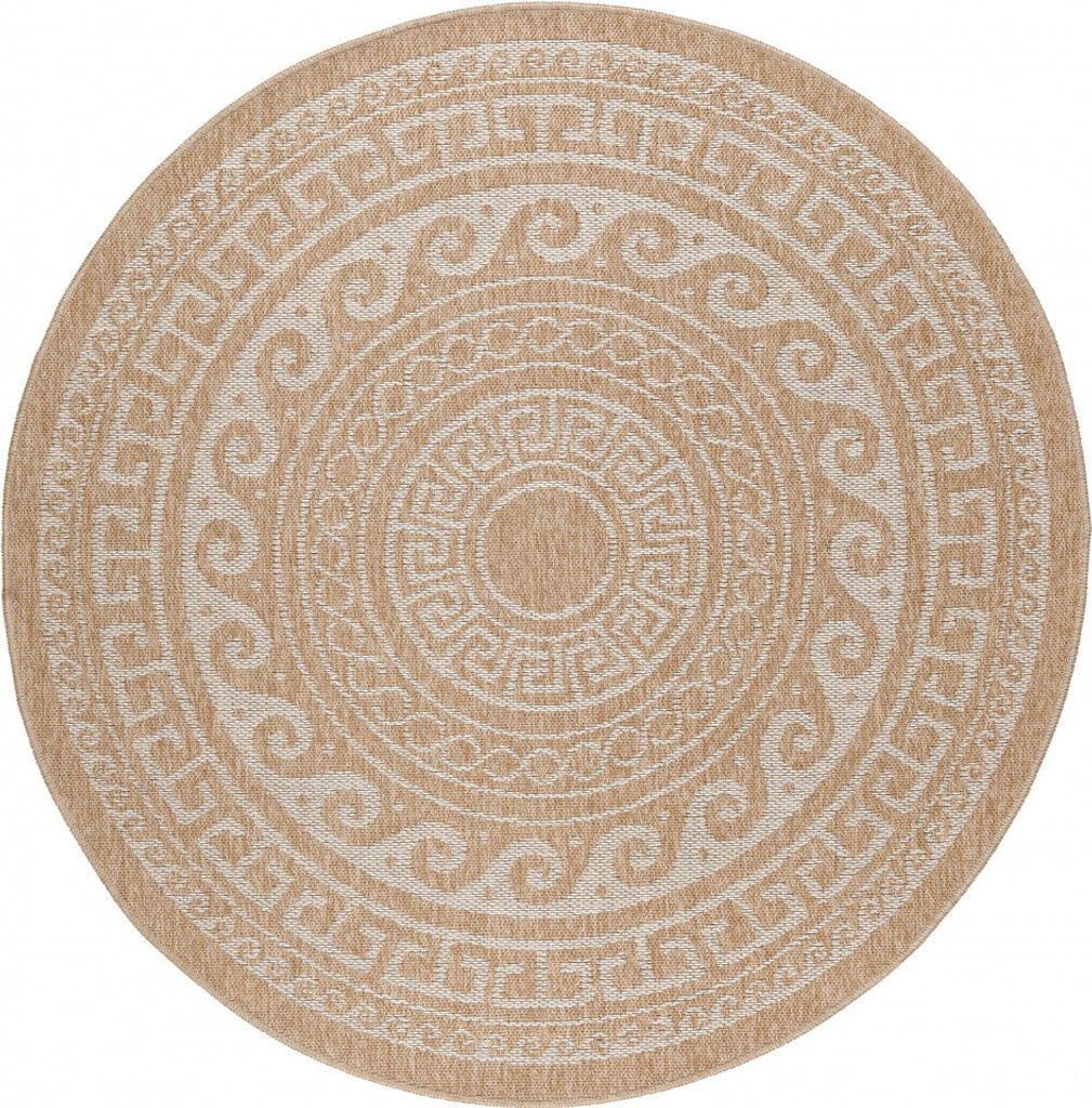 Outdoor Teppich COMILLA Beige 80 cm Rund