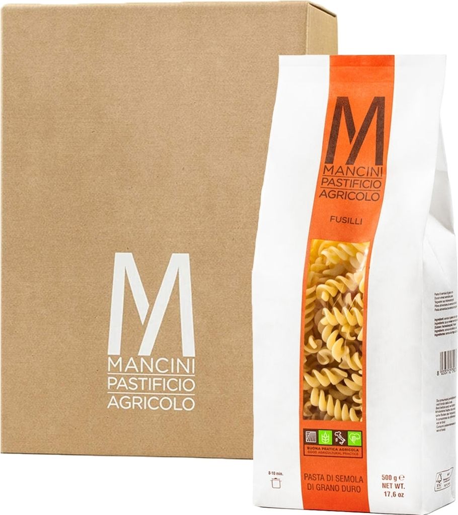 Mancini Pastificio Agricolo - Fusilli - Italienische handwerkliche Nudeln - 12 x 500 g