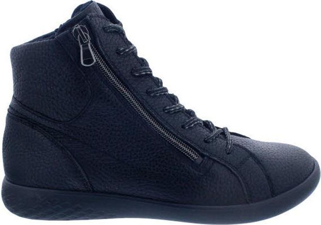 Waldläufer H-Cloé Stiefelette 947803-169-001, Hoxy - genarbtes Glattleder, schwarz, Reißver. - und Schnürung, Weite H 39