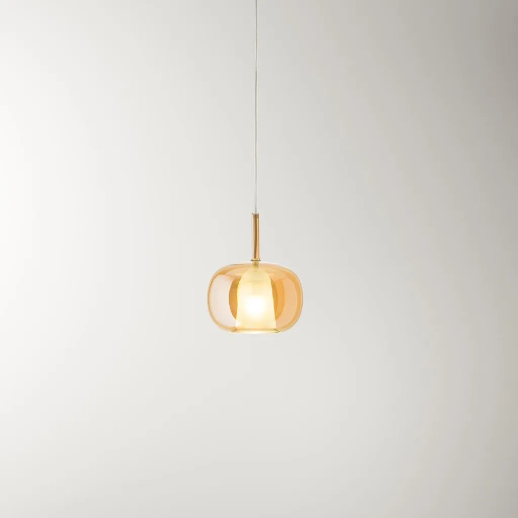 Suspension verre ambre 22,5cm : fini la lumière agressive au plafond