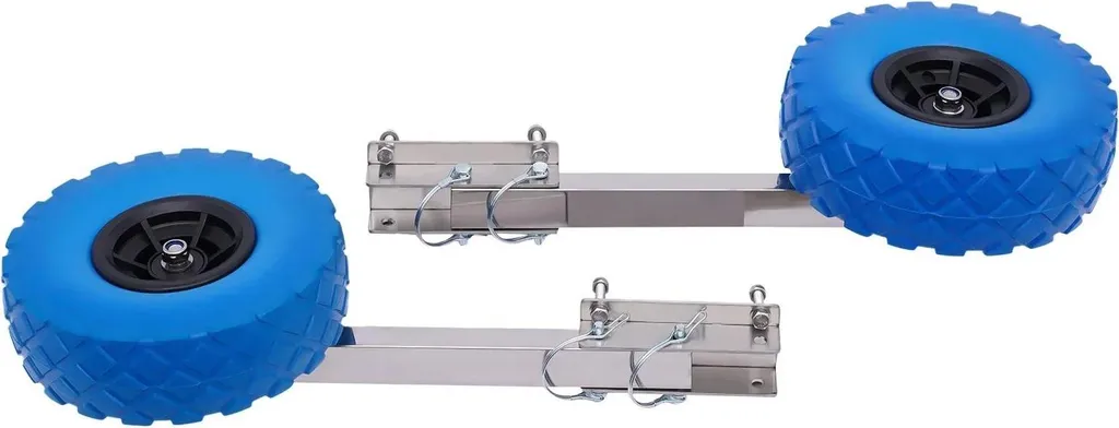 Roues de mise à l'eau 150 kg en inox avec pneus bleus de 25 cm Ø