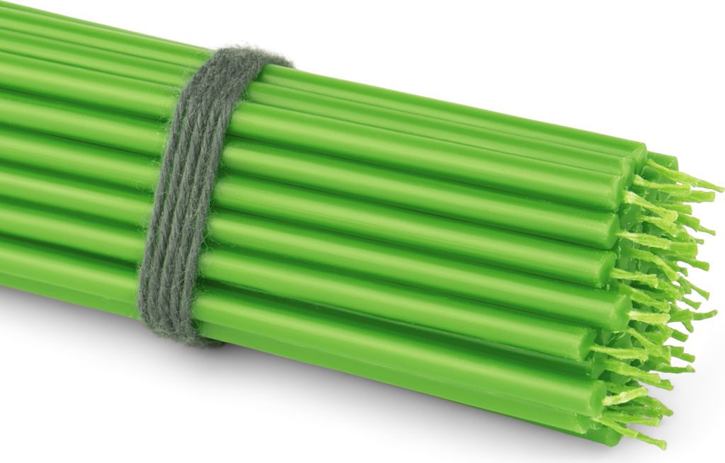 50x Stabkerzen Grün Rußfrei Tropffrei dünn L 16cm Premium Paraffinwachs 36110