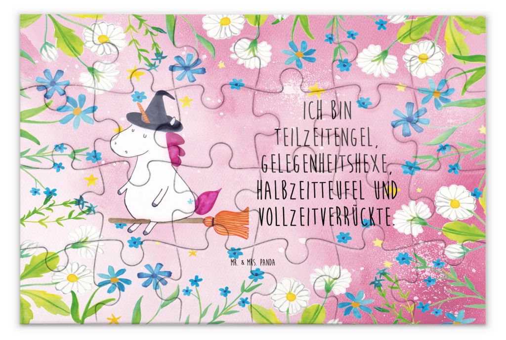 Mr. & Mrs. Panda Puzzle Einhorn Hexe 24 Teile - Rot Pastell - Geschenk, 1500, Unicorn, Engel, Legespiel, 2000, Einhörner, 1000, Frau, Teufel, 500