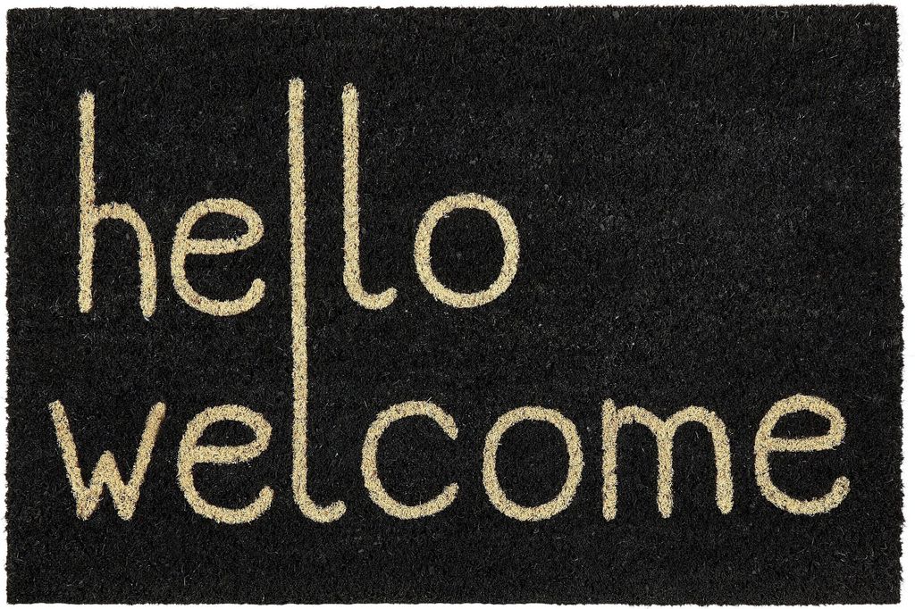 BELIANI Fußmatte Schwarz Natur Kokos PVC Rückseite Anti-Rutsch 40 x 60 cm Willkommen Text Motiv Modern Indoor Dekoration